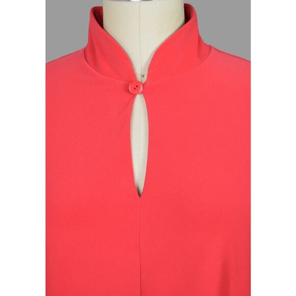 SYMPLI CORAL PINK DOUBLE OVER KEYHOLE SLEEVELESS TOP - Picture 2 of 7